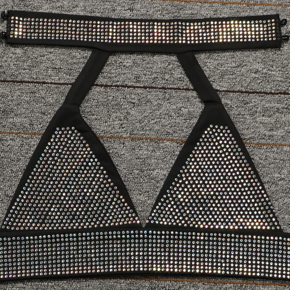 Iridescent Rhinestone Mini Crop Top Skirt Dress - Picture 8 of 8